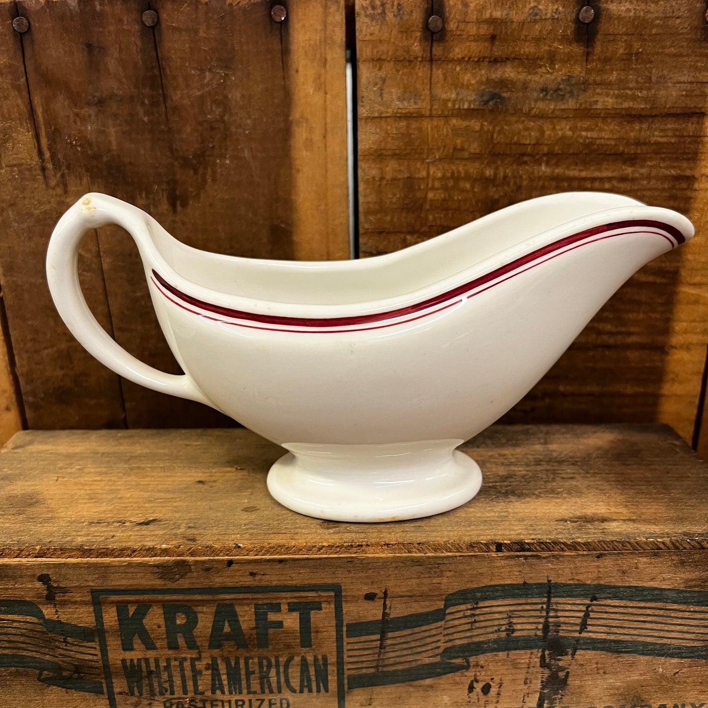 US Army Medical Department Gravy Boats 1936 1943 White Red Bailey Walker Sterling China Restaurant Ware