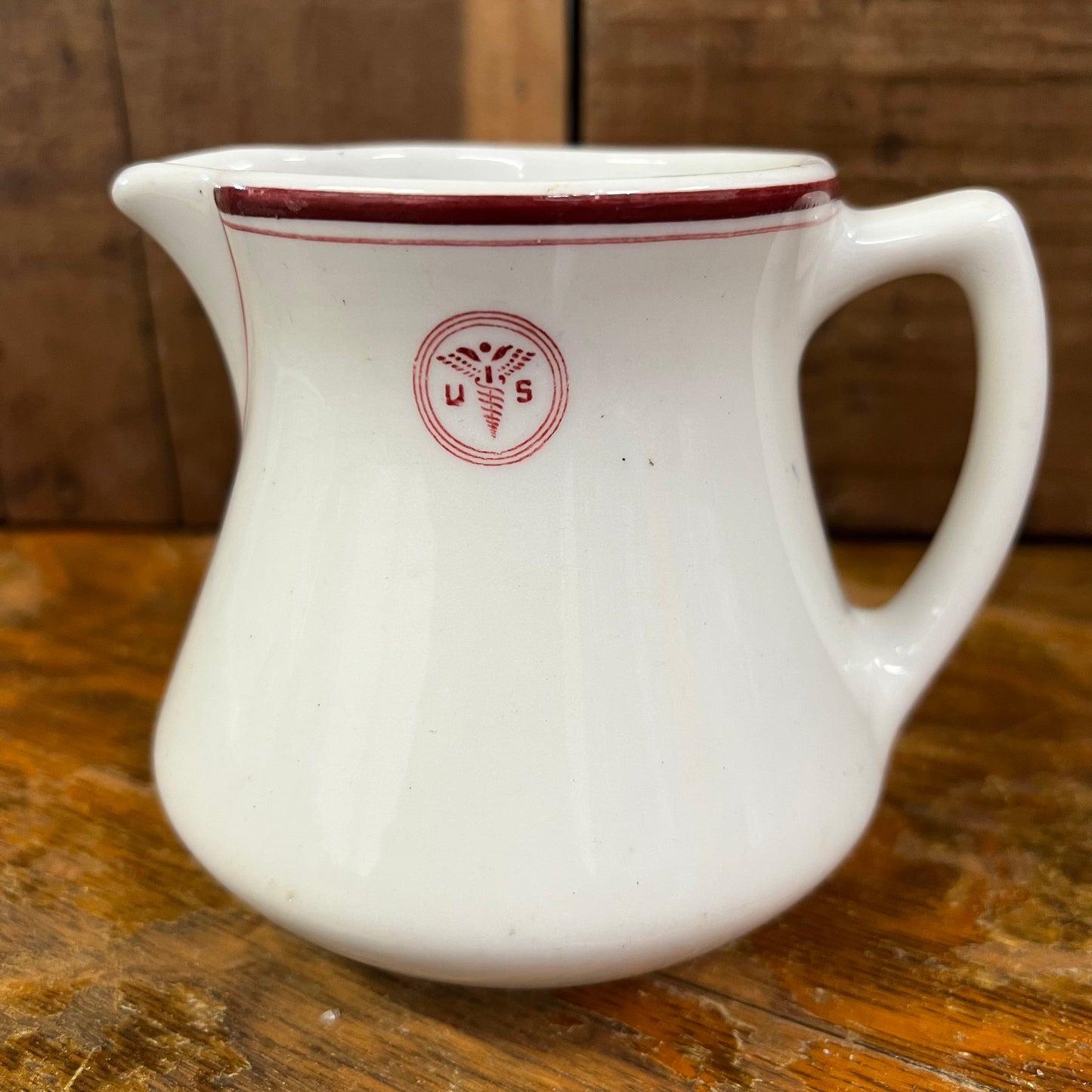 US Army Medical Department Large Creamer Red White Restaurant Ware 1950s Sterling China HO