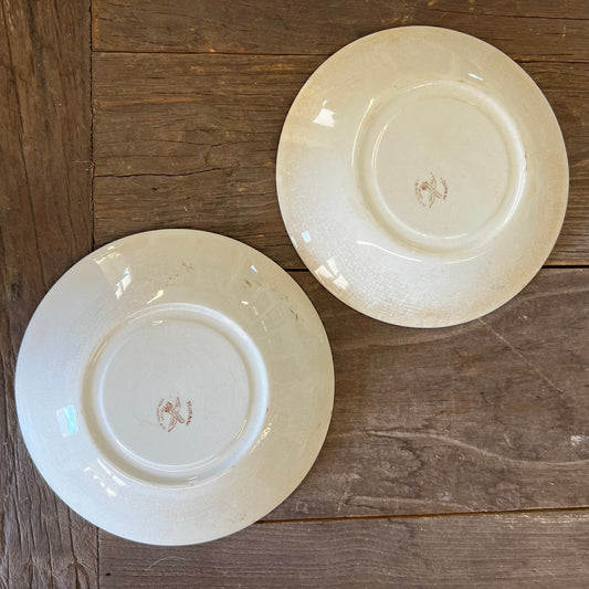 Two Ridgeways Tournay Brown Transferware 6.5" Berry Bowl Saucer Dishes Floral Aesthetic Movement