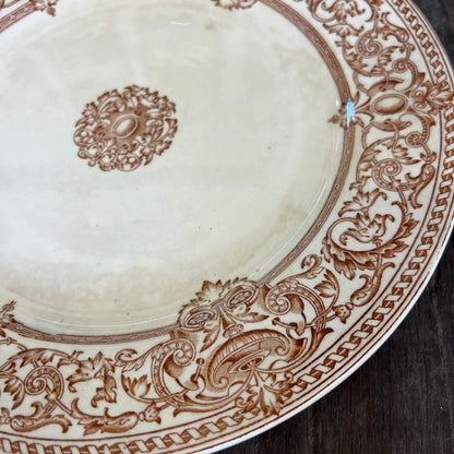 Royal Doulton Beauvais Pattern Brown Transferware 10.25" Plate Dishes Floral Aesthetic Movement