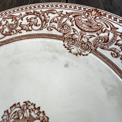 Royal Doulton Beauvais Pattern Brown Transferware 10.25" Plate Dishes Floral Aesthetic Movement