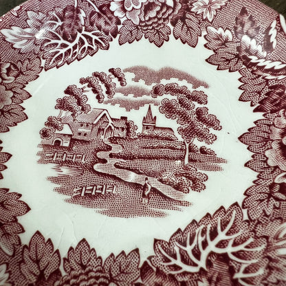 Small Plate Wood & Sons Enoch Woods Woods Ware Pink Transferware Red