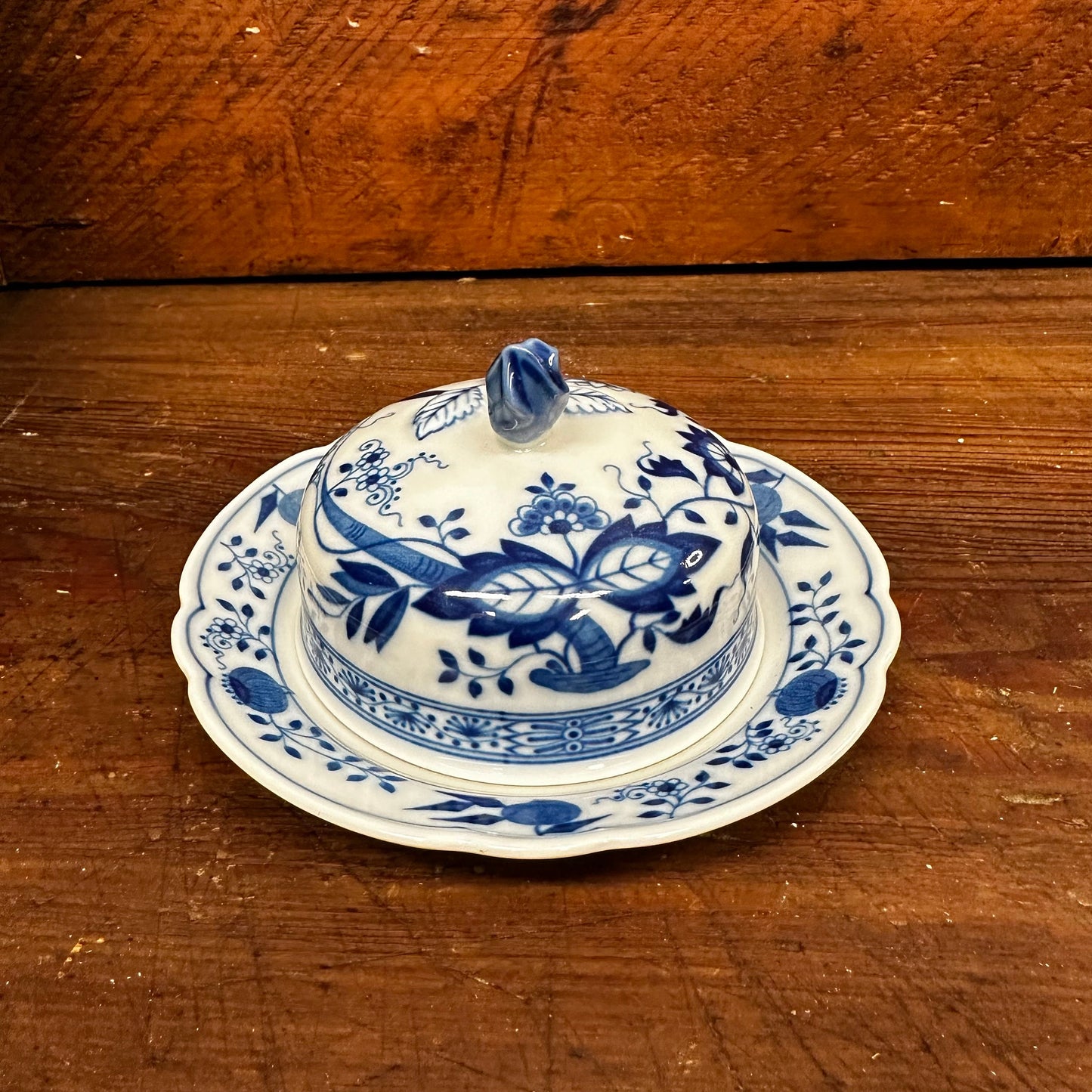 Covered Butter Dish Blue Onion Ceramic 1108 Bavaria Germany