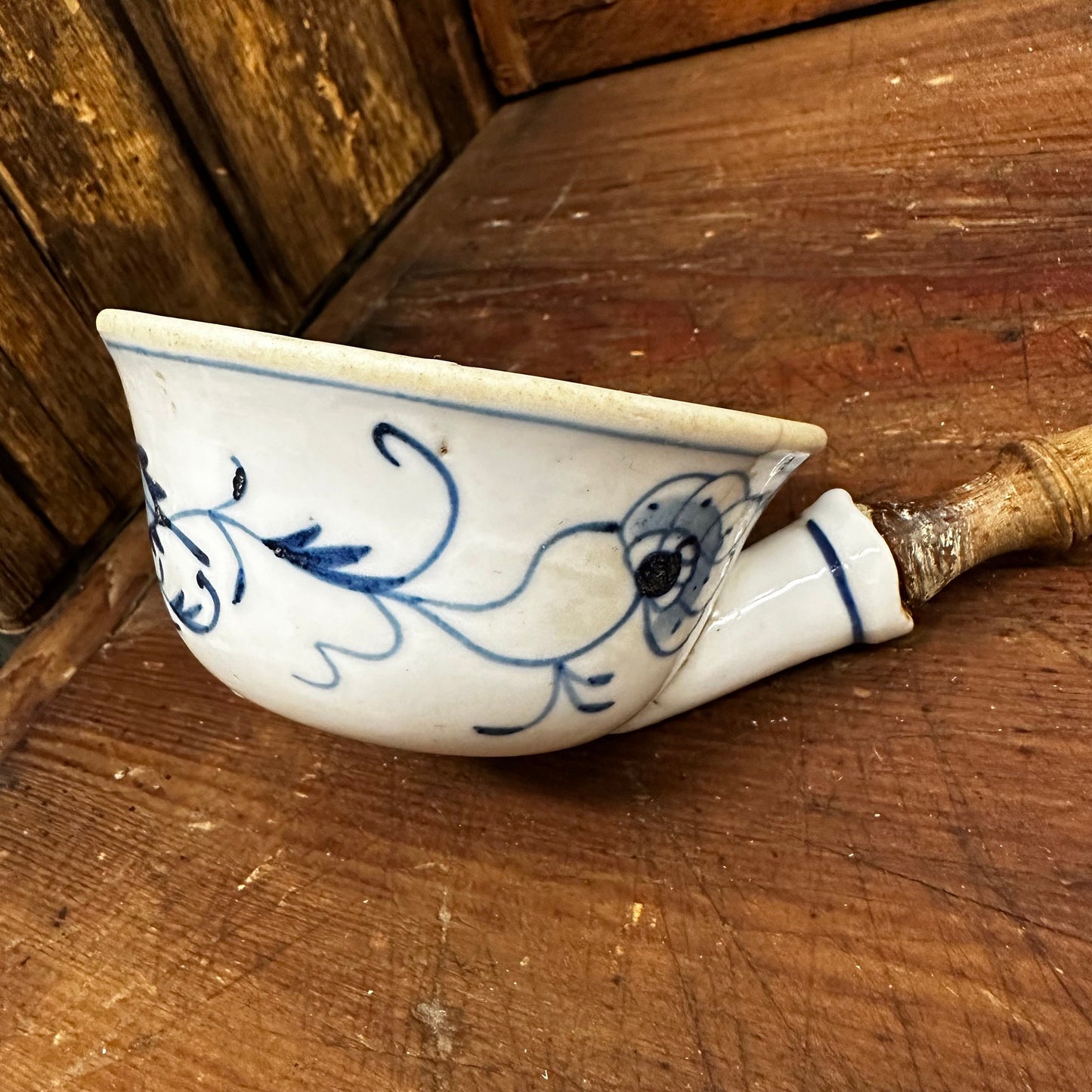 Blue Onion Ladle Dipper Spoon Turned Wooden Handle 1112