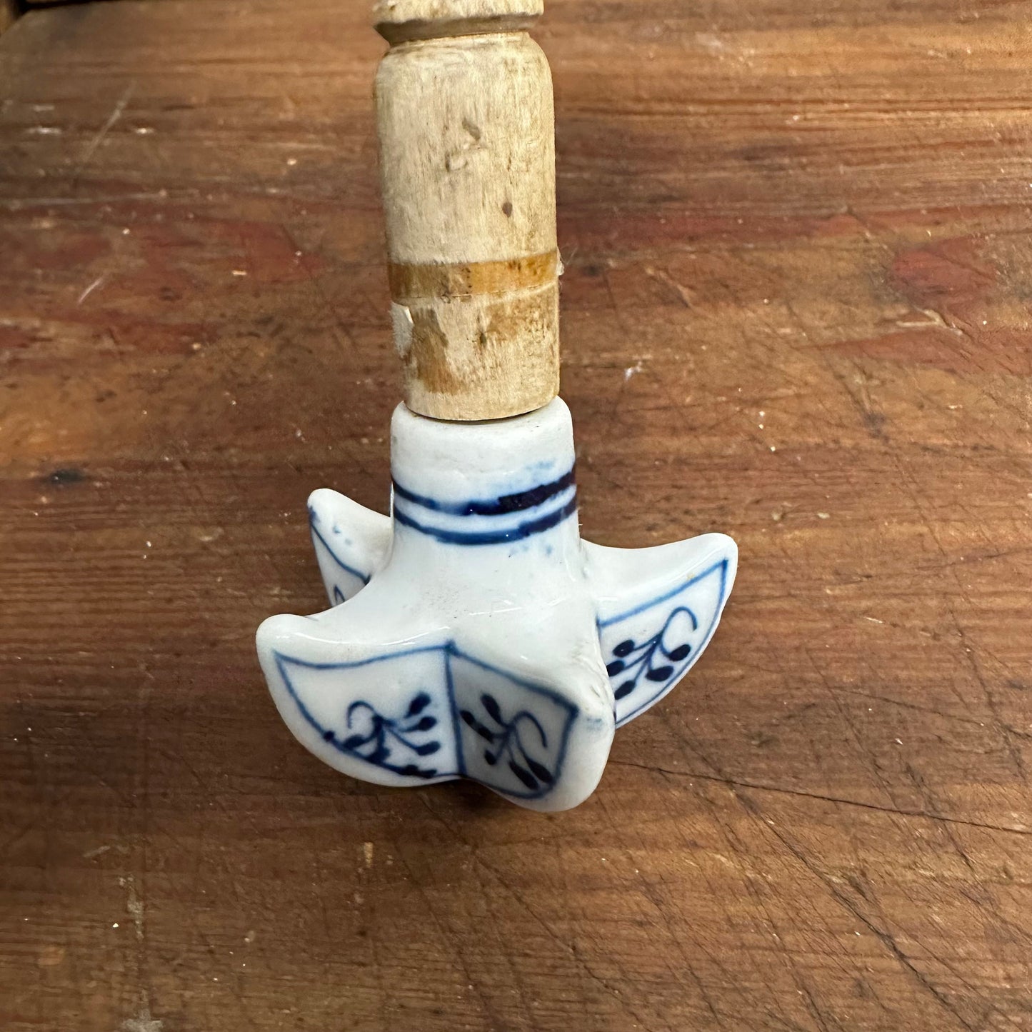 Blue Onion Ceramic Muddler Turned Wooden Handle