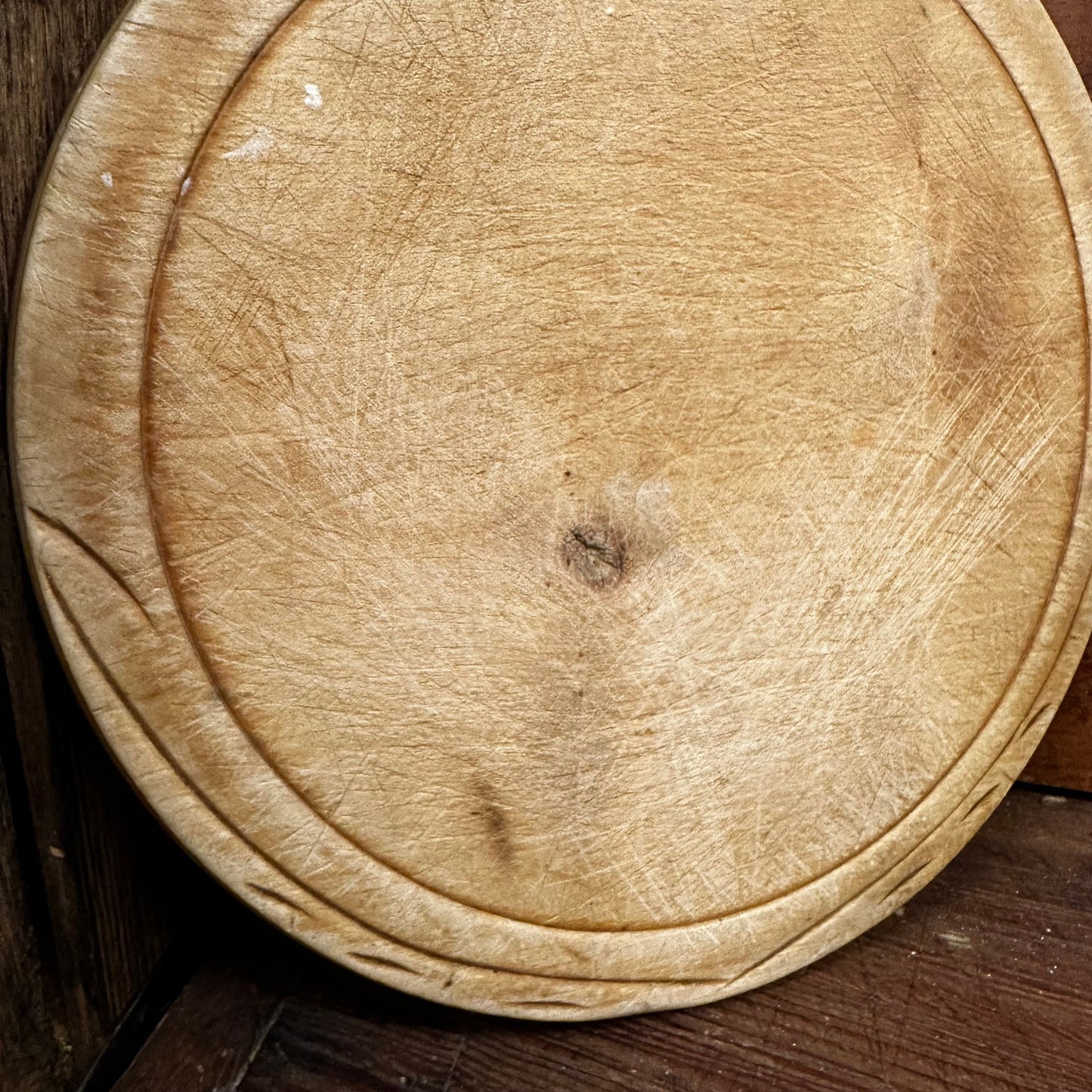 Carved Wooden Round Bread Board