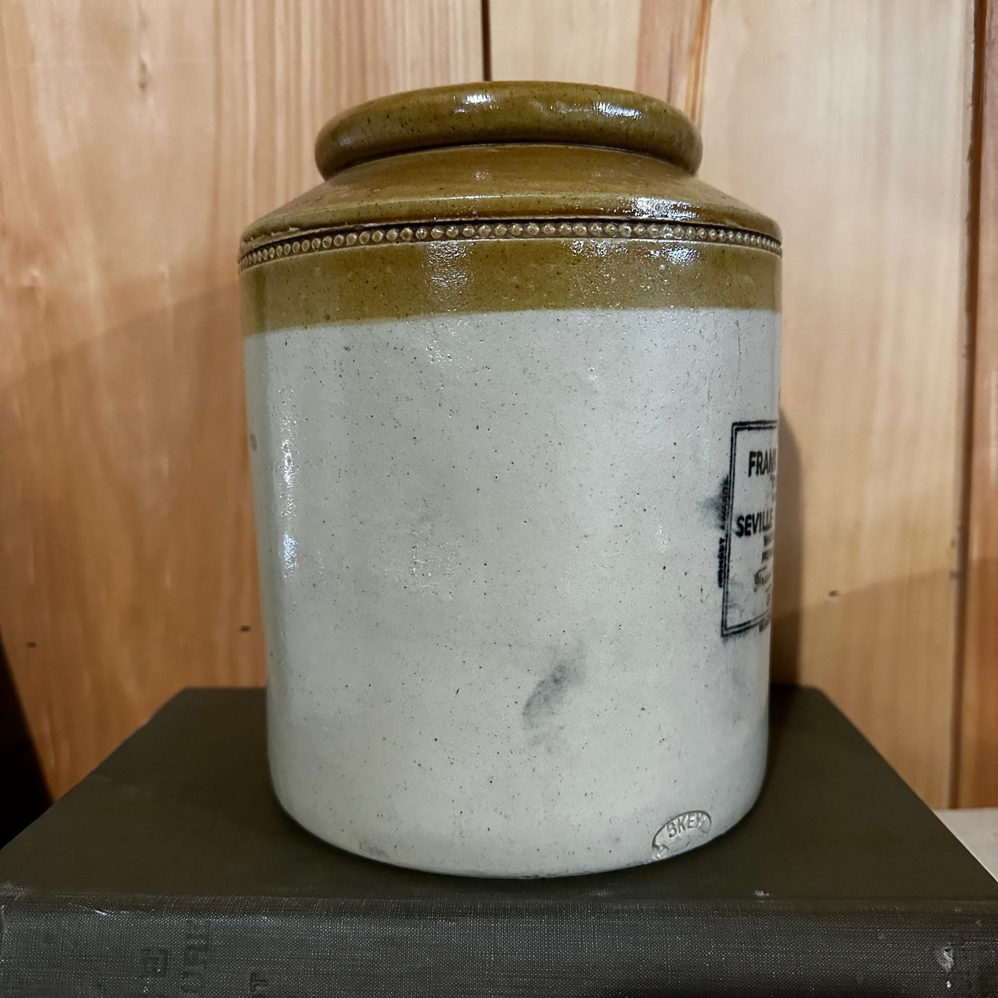 Antique Frank Cooper Rare 5 Pound Brown Top Jar Pot Crock Marmalade English Advertising