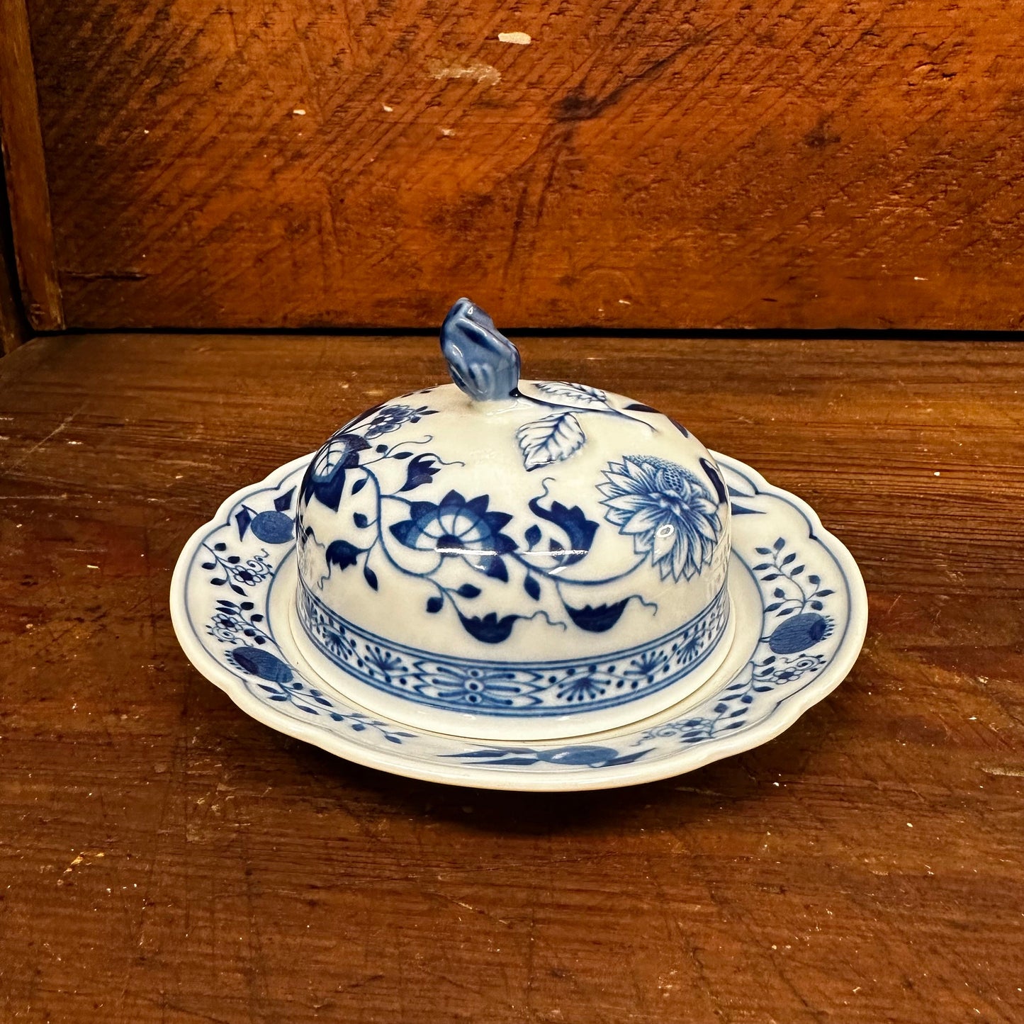 Covered Butter Dish Blue Onion Ceramic 1108 Bavaria Germany