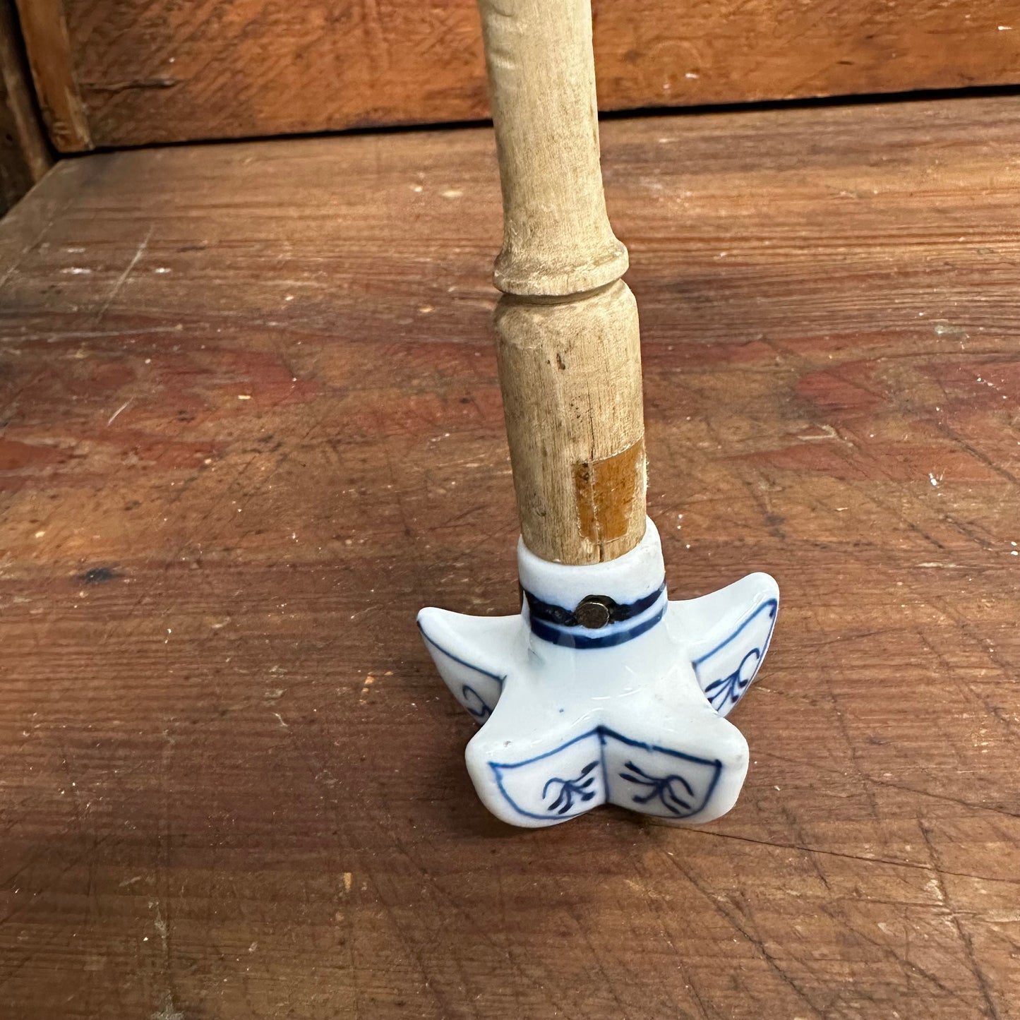 Blue Onion Ceramic Muddler Turned Wooden Handle